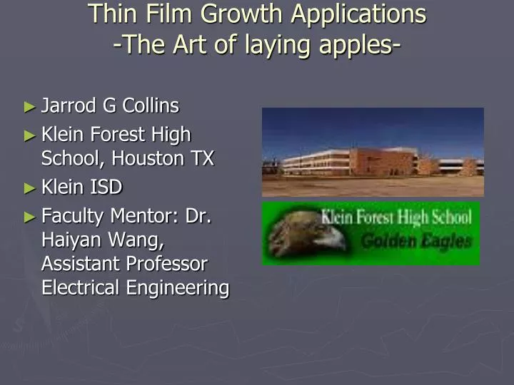 thin film growth applications the art of laying apples
