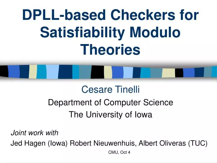 dpll based checkers for satisfiability modulo theories
