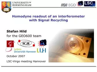 Homodyne readout of an interferometer with Signal Recycling