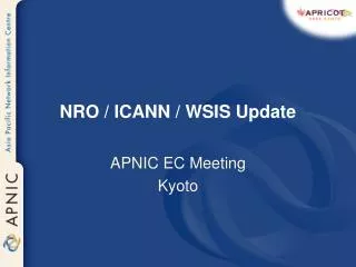 NRO / ICANN / WSIS Update