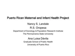 Puerto Rican Maternal and Infant Health Project