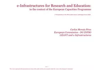 e-Infrastructures for Research and Education: in the context of the European Capacities Programme