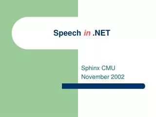 Speech in .NET