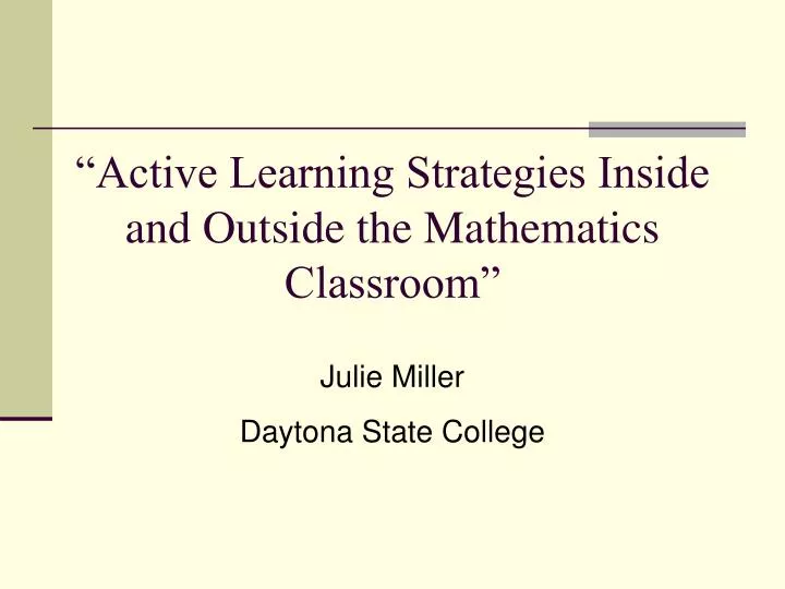 active learning strategies inside and outside the mathematics classroom