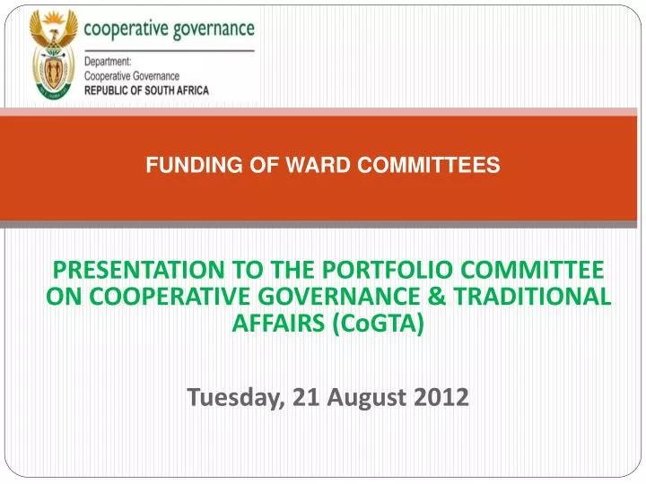 funding of ward committees