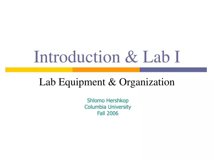 introduction lab i lab equipment organization