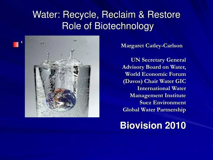 water recycle reclaim restore role of biotechnology