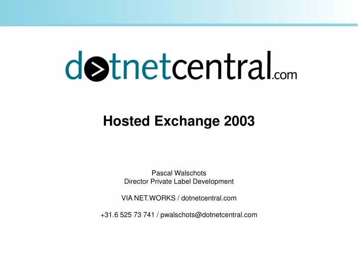 hosted exchange 2003