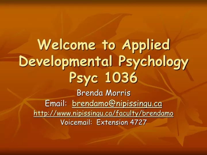 welcome to applied developmental psychology psyc 1036