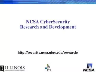 NCSA CyberSecurity Research and Development