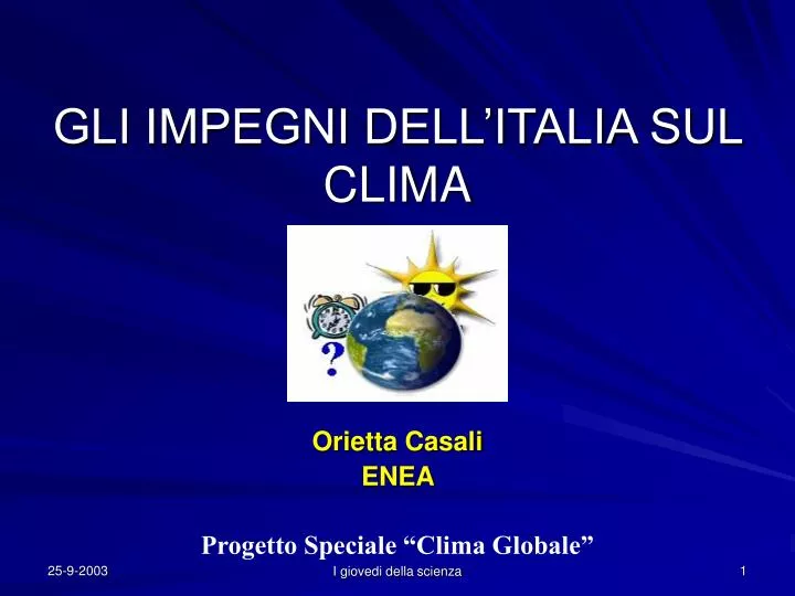 gli impegni dell italia sul clima