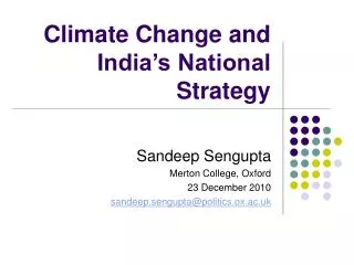 Climate Change and India’s National Strategy