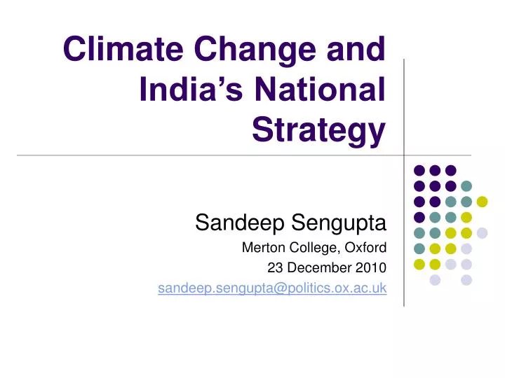 climate change and india s national strategy