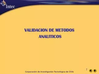 VALIDACION DE METODOS ANALITICOS