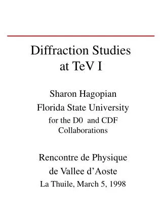 Diffraction Studies at TeV I