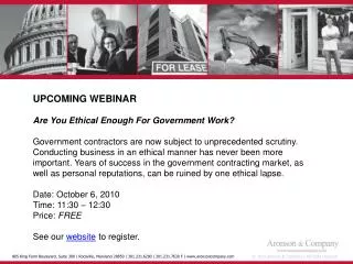 UPCOMING WEBINAR Are You Ethical Enough For Government Work?