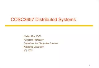 COSC3657:Distributed Systems