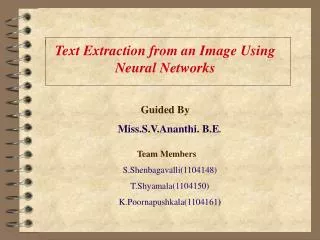 Text Extraction from an Image Using Neural Networks