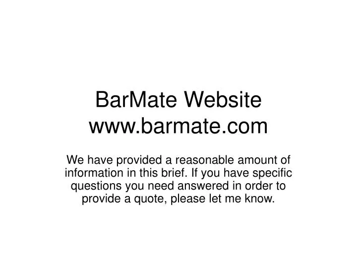 barmate website www barmate com