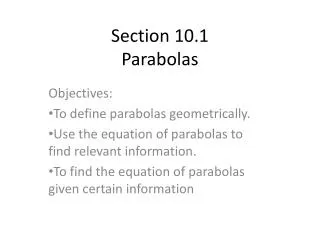 Section 10.1 Parabolas