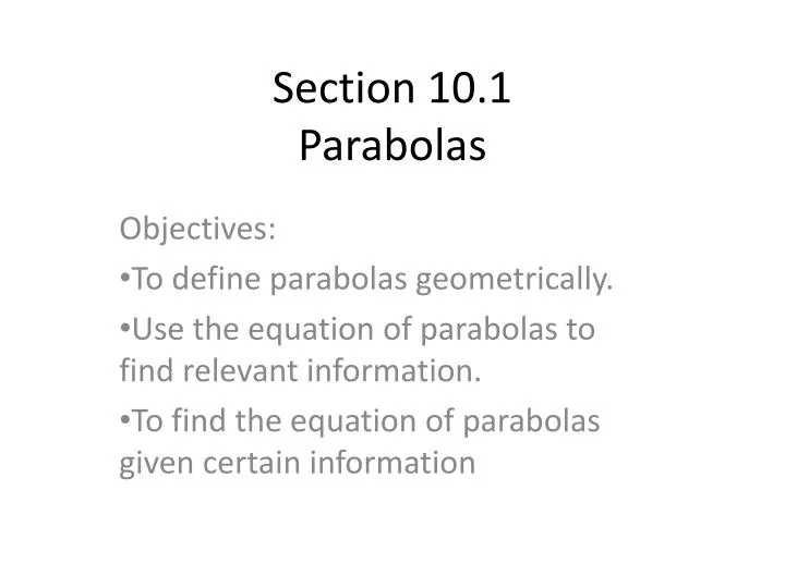 section 10 1 parabolas