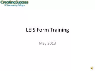 LEIS Form Training