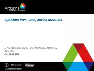 synApps love, vme, ebrick modules