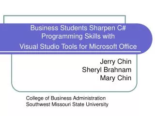 Business Students Sharpen C# Programming Skills with Visual Studio Tools for Microsoft Office