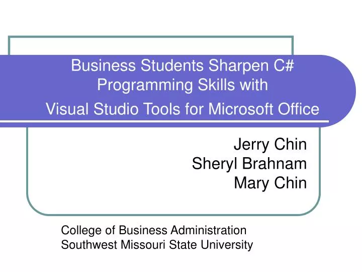 business students sharpen c programming skills with visual studio tools for microsoft office