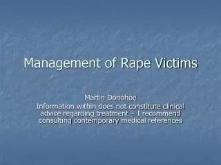 Management of Rape Victims