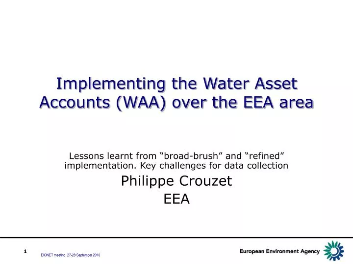 implementing the water asset accounts waa over the eea area