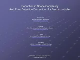 Reduction in Space Complexity And Error Detection/Correction of a Fuzzy controller