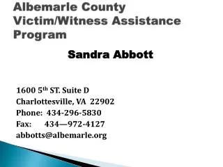 Albemarle County Victim/Witness Assistance Program