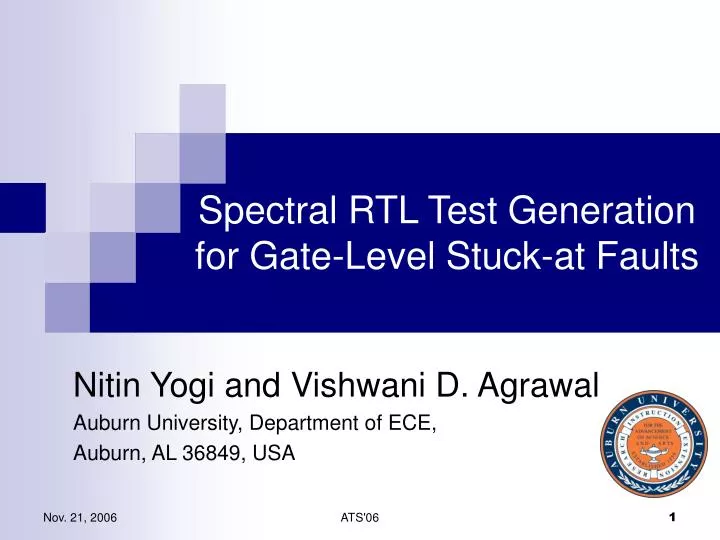 spectral rtl test generation for gate level stuck at faults
