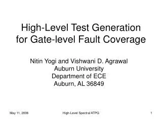 High-Level Test Generation for Gate-level Fault Coverage