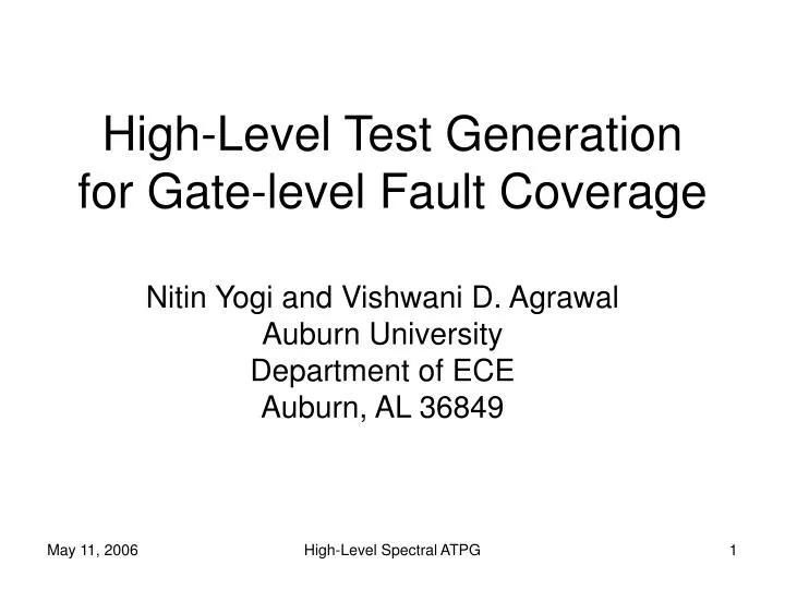 high level test generation for gate level fault coverage