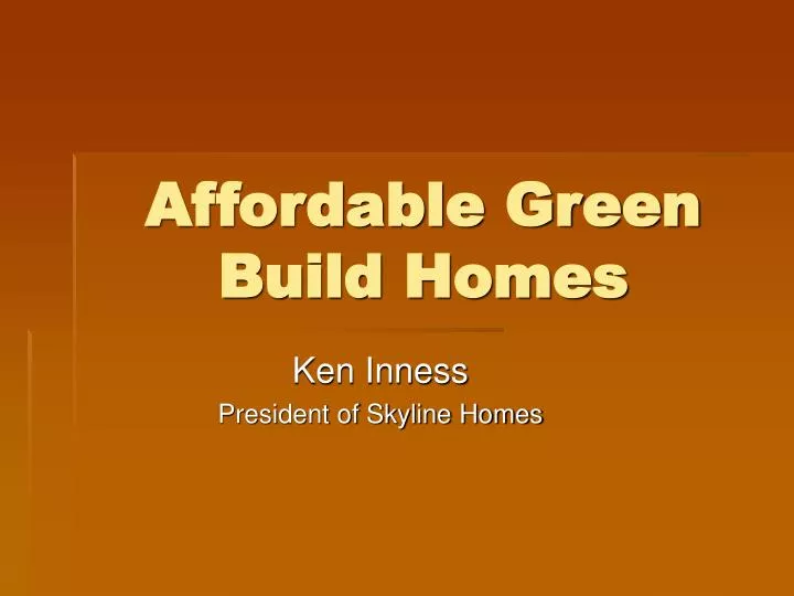 affordable green build homes