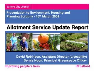 Presentation to Environment, Housing and Planning Scrutiny - 16 th March 2009