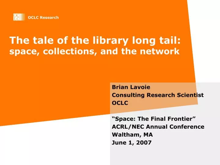 the tale of the library long tail space collections and the network