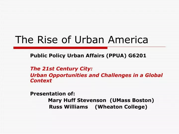 the rise of urban america