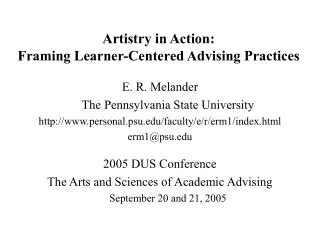 Artistry in Action: Framing Learner-Centered Advising Practices