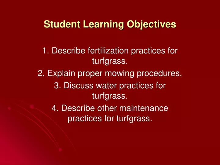student learning objectives