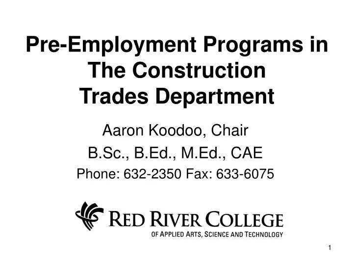pre employment programs in the construction trades department