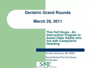 Geriatric Grand Rounds March 29, 2011