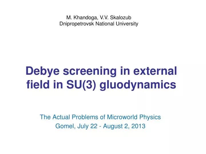 debye screening in external field in su 3 gluodynamics