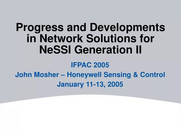 progress and developments in network solutions for nessi generation ii