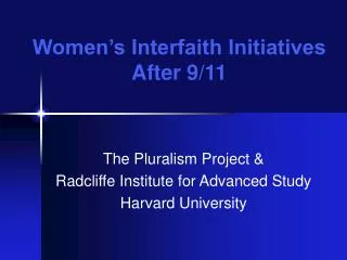 Women’s Interfaith Initiatives After 9/11