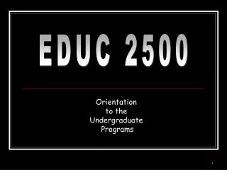 Orientation to the Undergraduate Programs