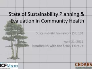 State of Sustainability Planning &amp; Evaluation in Community Health