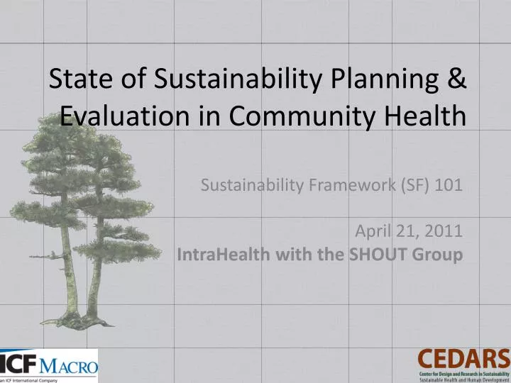 state of sustainability planning evaluation in community health